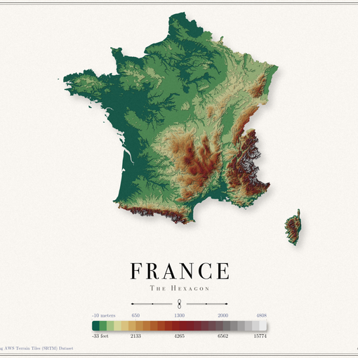 France Elevation Map