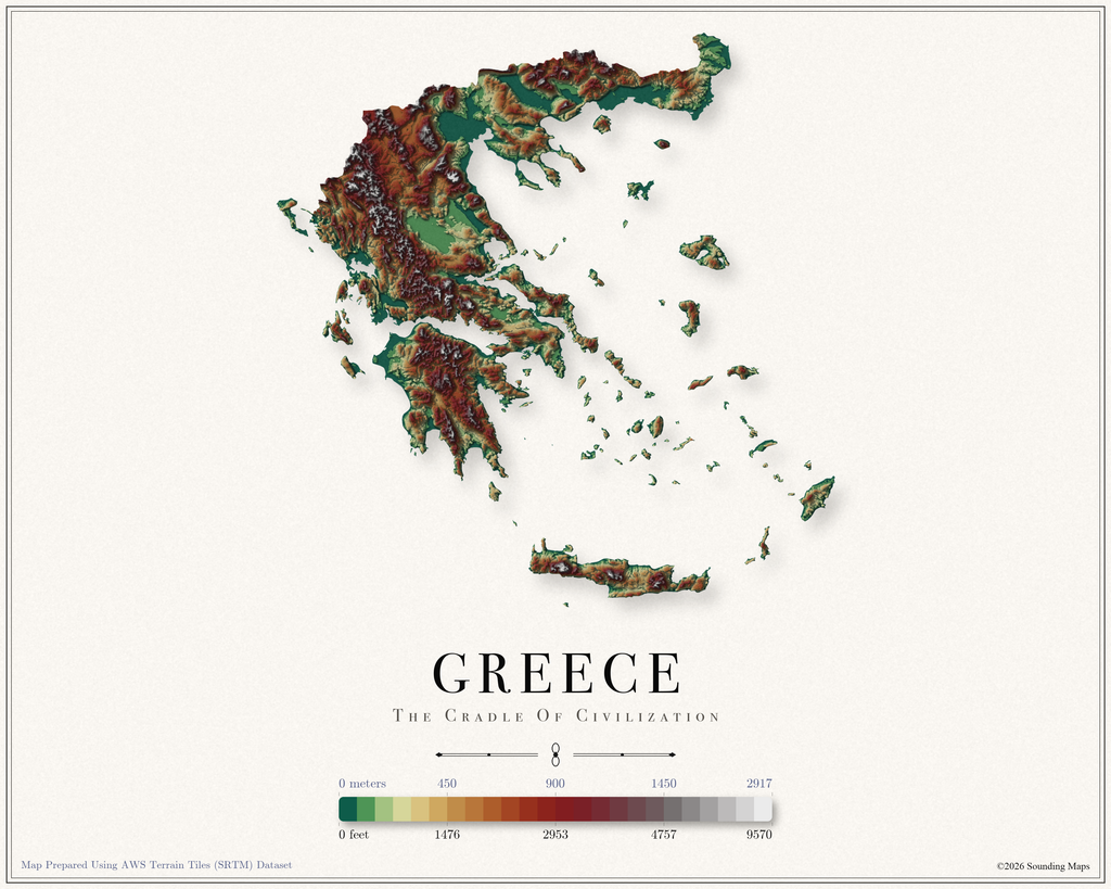 Greece Elevation Map