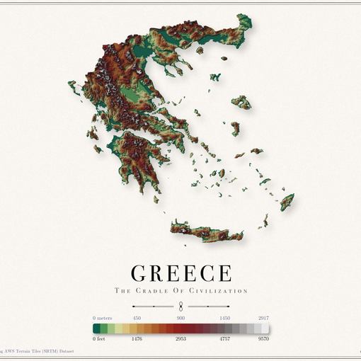 Greece Elevation Map