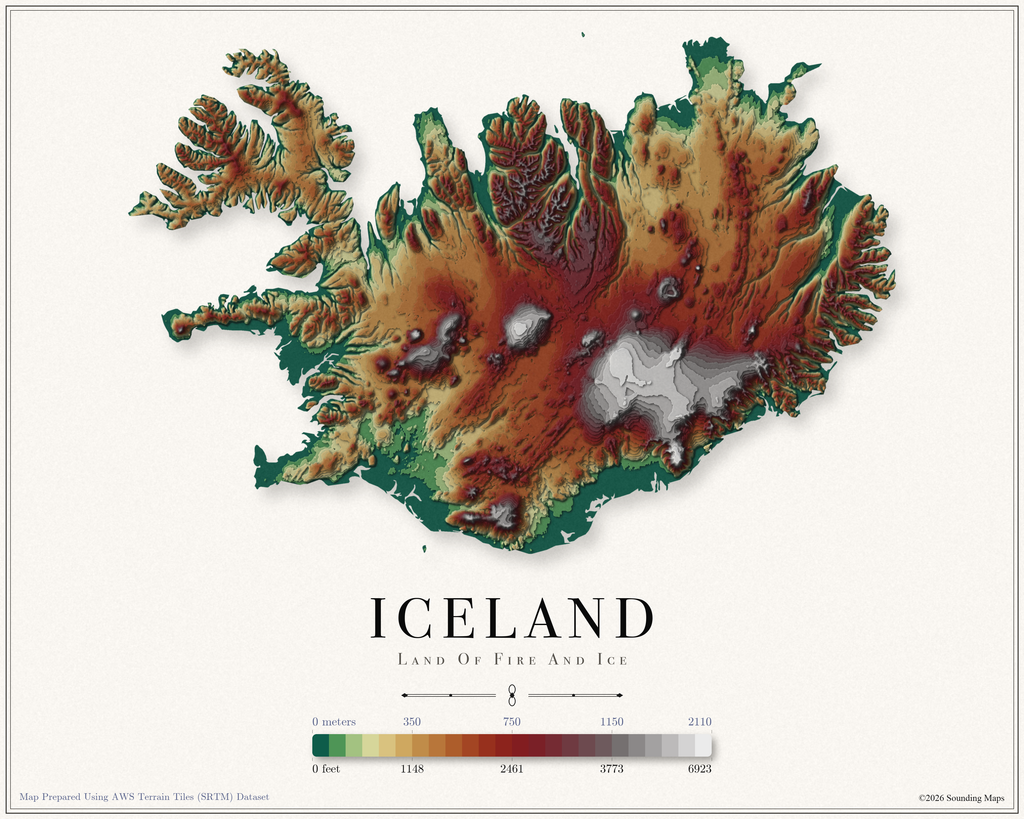 Iceland Elevation Map