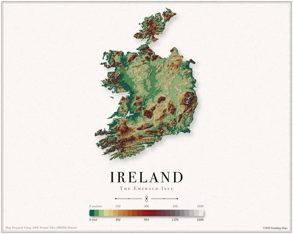 Ireland Elevation Map